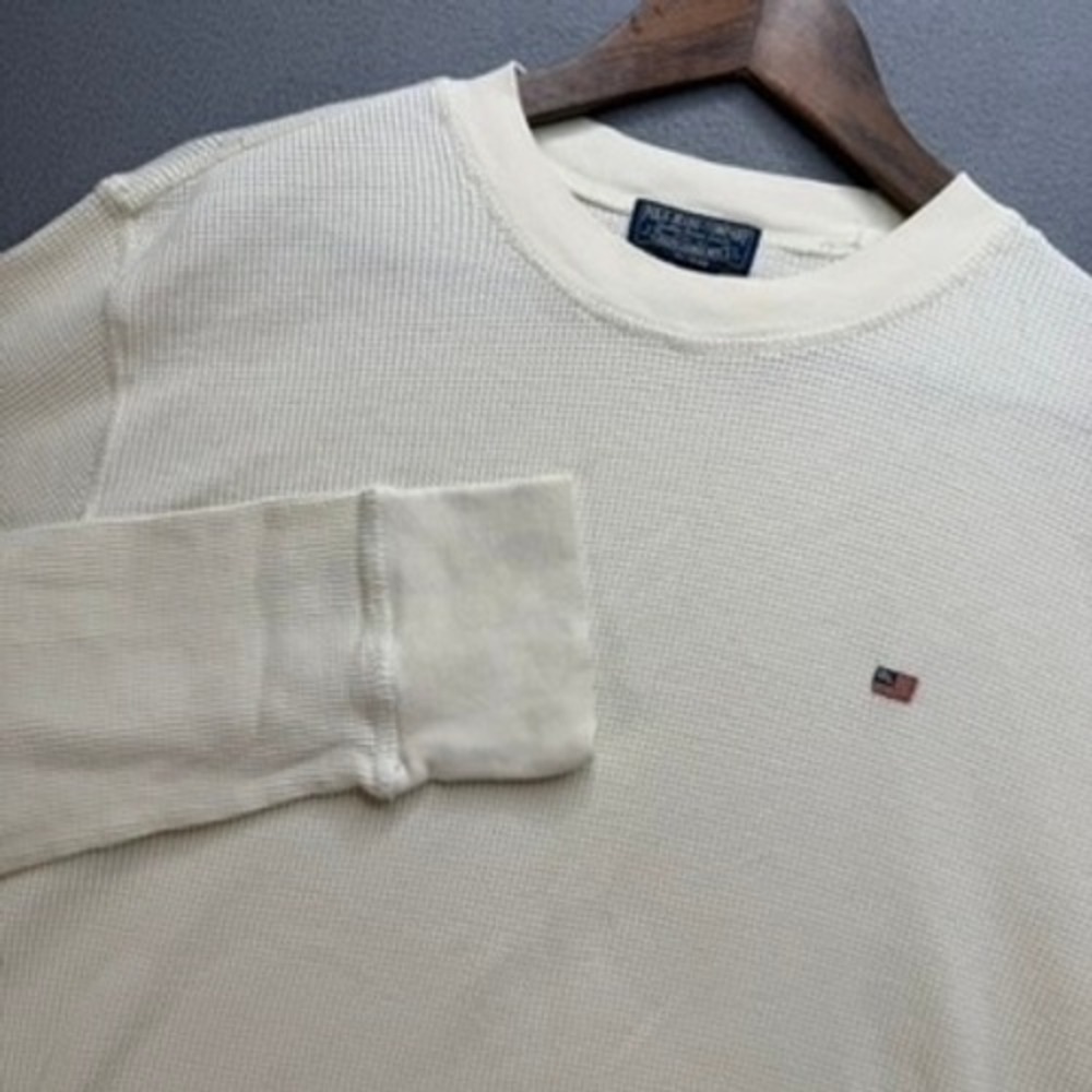Vintage Polo Jeans Co Thermal Shirt Mens XL Waffle Knit RL Flag Long Sleeve Y2K